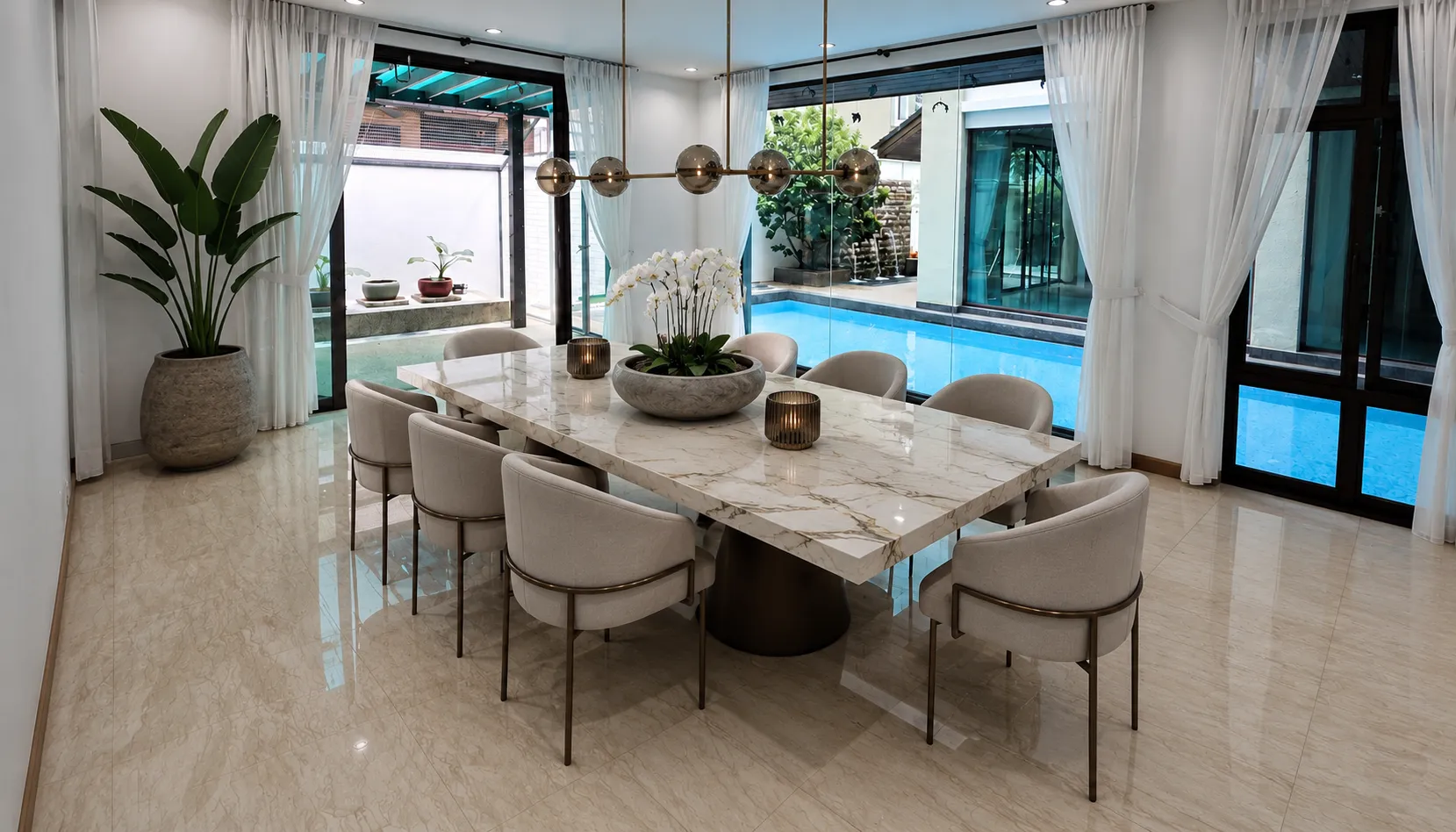 A styled visualisation of the dining room.