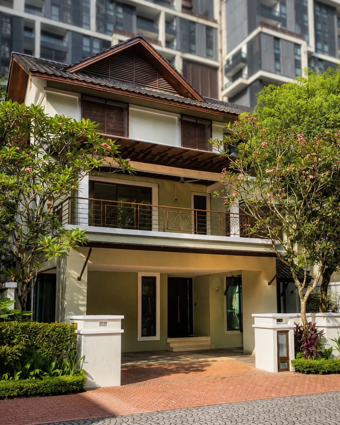 The front of the bungalow at Villa Mont Kiara, photographed in natural light.