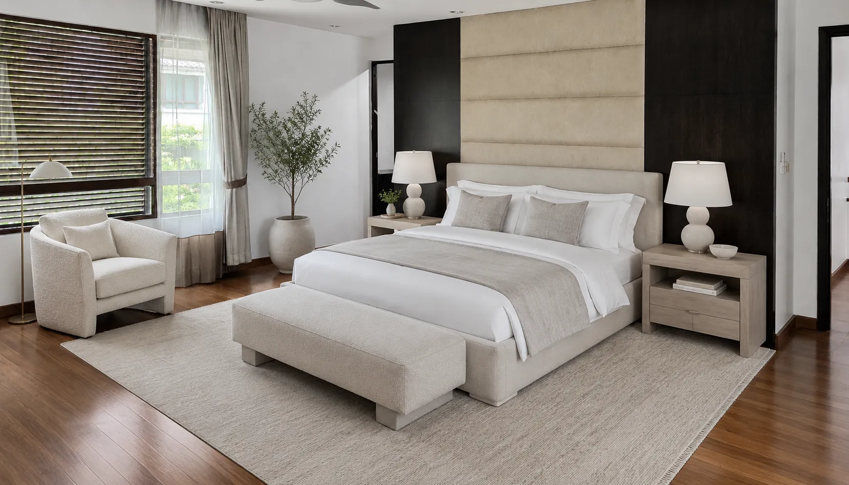 A styled visualisation of the master bedroom.